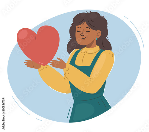 Empathy Illustration with Big Red Heart