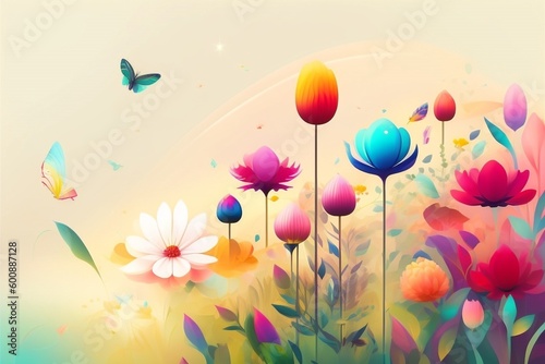 Colorful abstract flower meadow illustration.