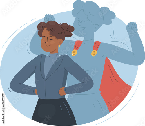 Confident Superwoman with a Cape Illustration