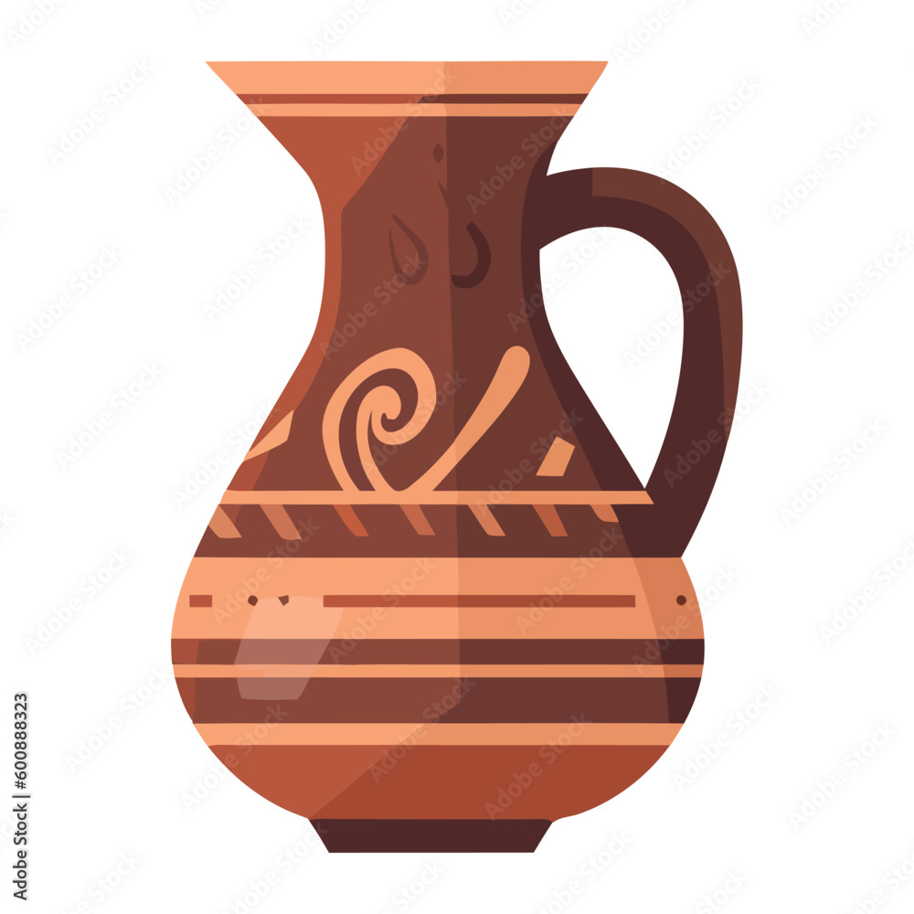 Ornate terracotta vase with abstract design