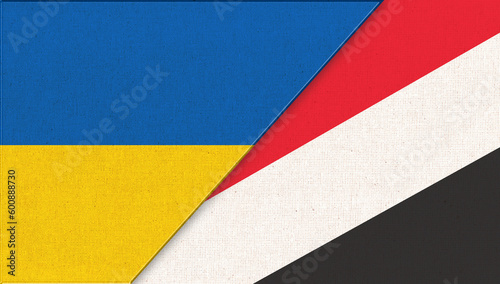 Flag of Ukraine and Sealand - 3D illustration. Diplomatic relations photo