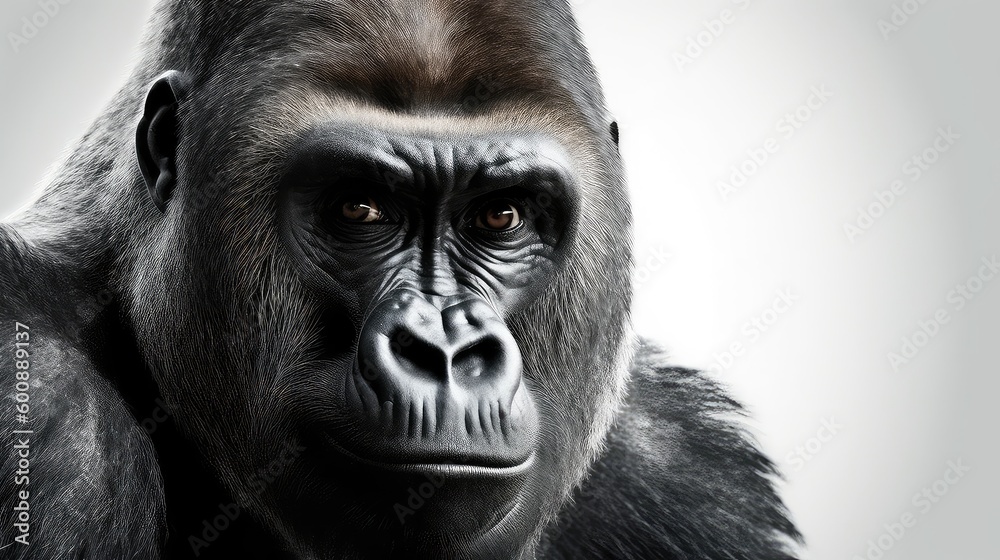 Gorilla on a white background, Generative AI, Generative, AI