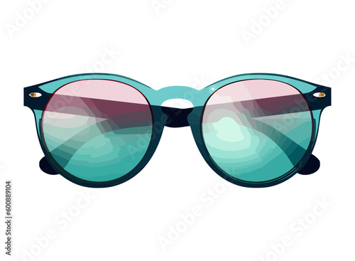 Fashionable sunglasses, blue reflection shine
