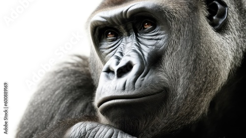 Gorilla on a white background, Generative AI, Generative, AI © Dave