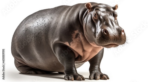 hippopotamus on a white background, Generative AI, Generative, AI