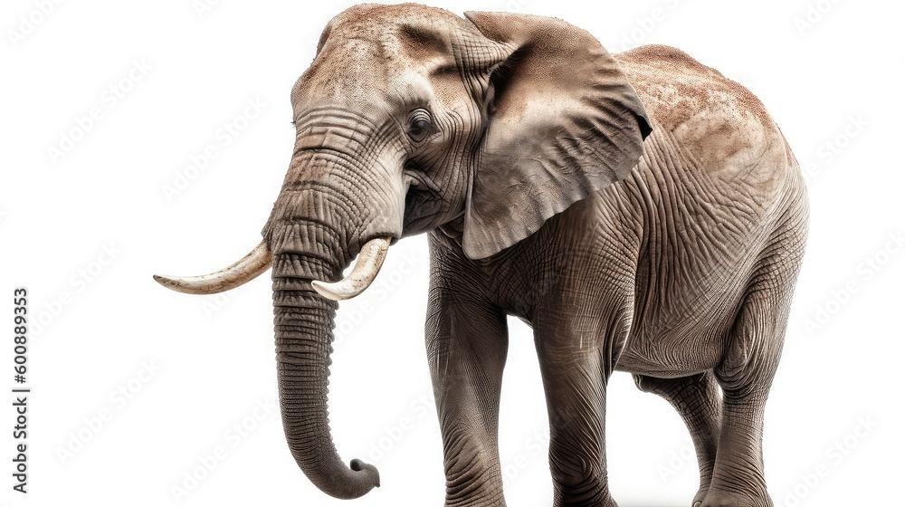 Elephant on a white background, Generative AI, Generative, AI