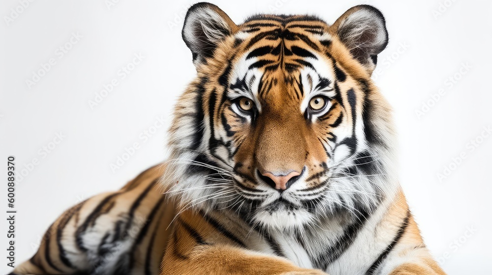 Naklejka premium Tiger on a white background, Generative AI, Generative, AI