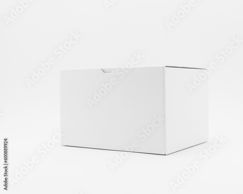 white paper bax with blank label