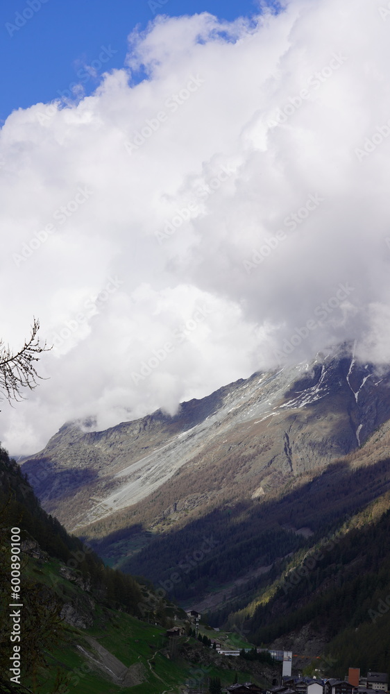 Fototapeta premium Valleys and clouds in Zermatt, Switzerland