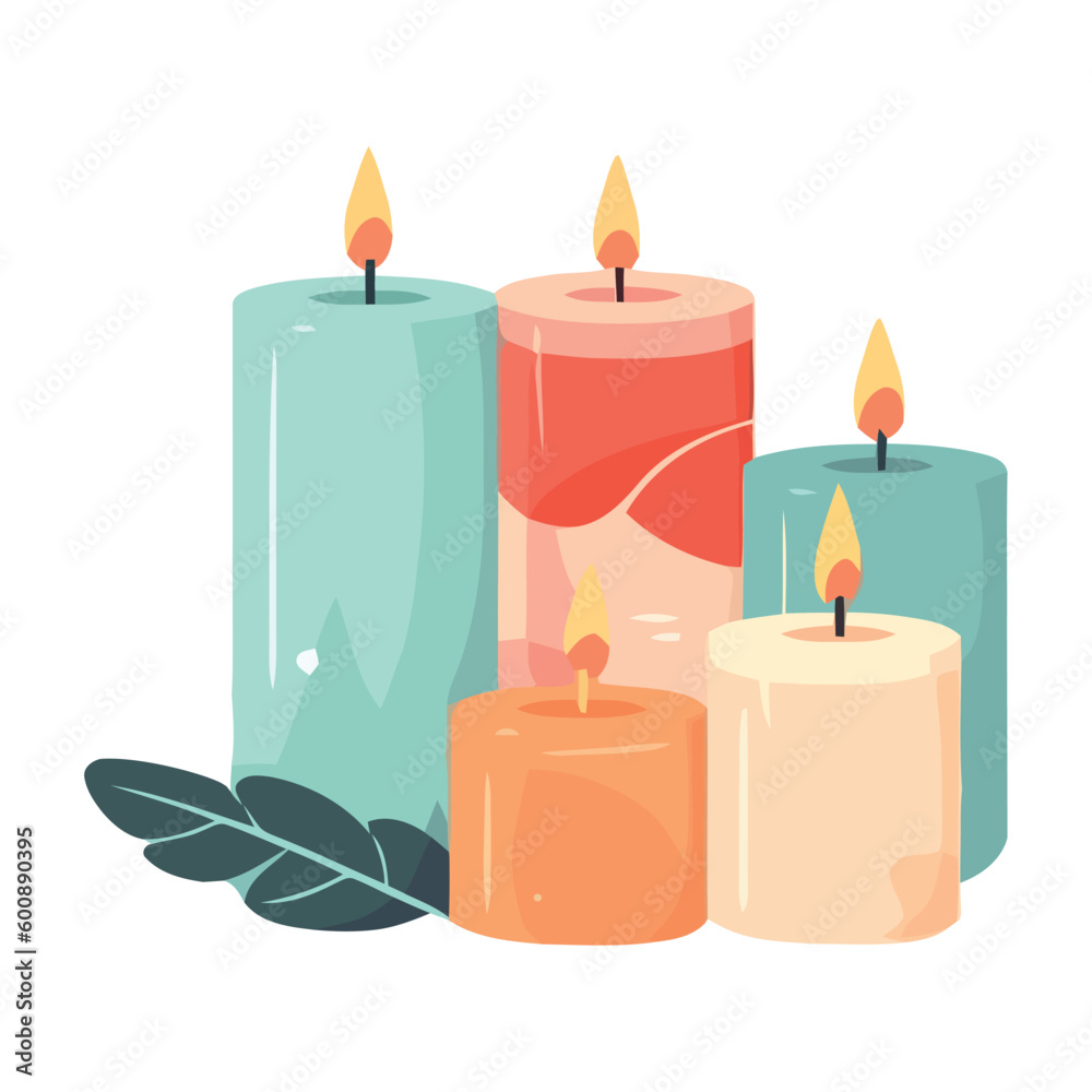 candles flame on white background