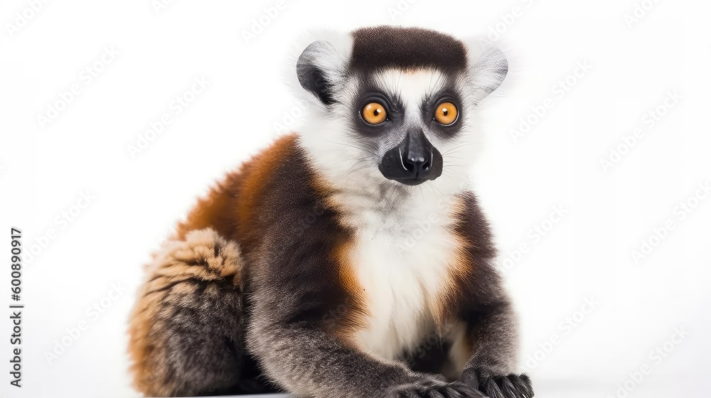 Naklejka premium Lemur on a white background, Generative AI, Generative, AI
