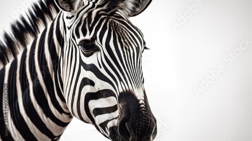 Zebra on a white background, Generative AI, Generative, AIGenerative AI, Generative, AI