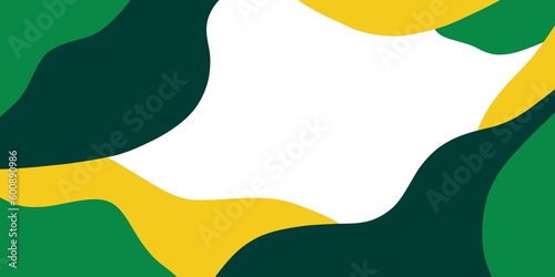 Artistic simple modern color abstract yellow and green geometric shapes on white background