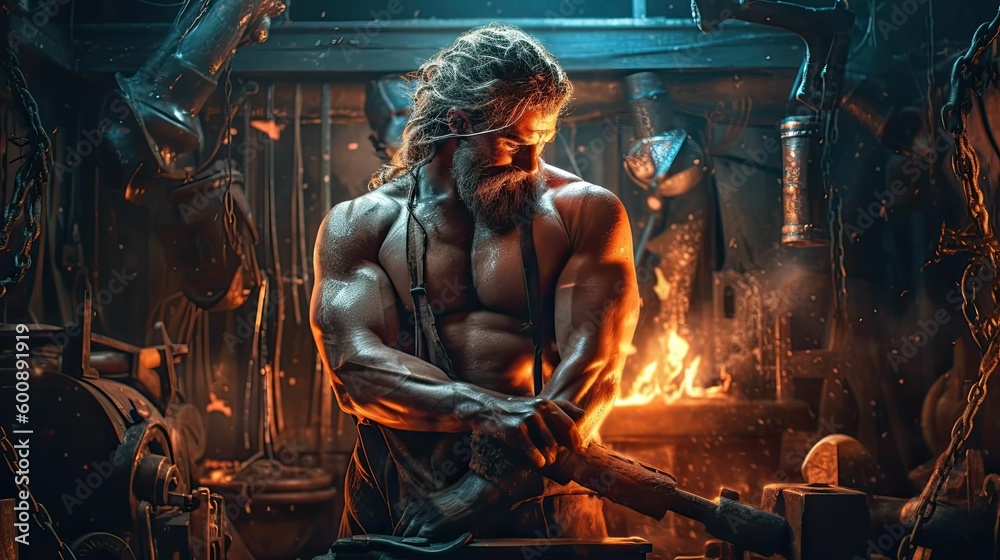 Master Craftsman: Hephaestus, the Greek God of Fire and Metalworking by Generative AI