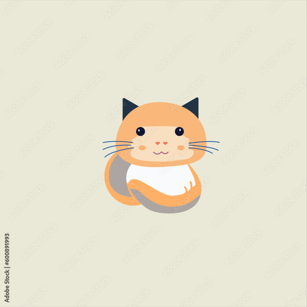 A kawaii kitten sitting in front and looking at you A kawaii kitten sitting in front and looking at you