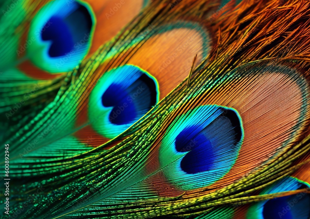 Fototapeta premium Close up of colorful feather. Generative AI.