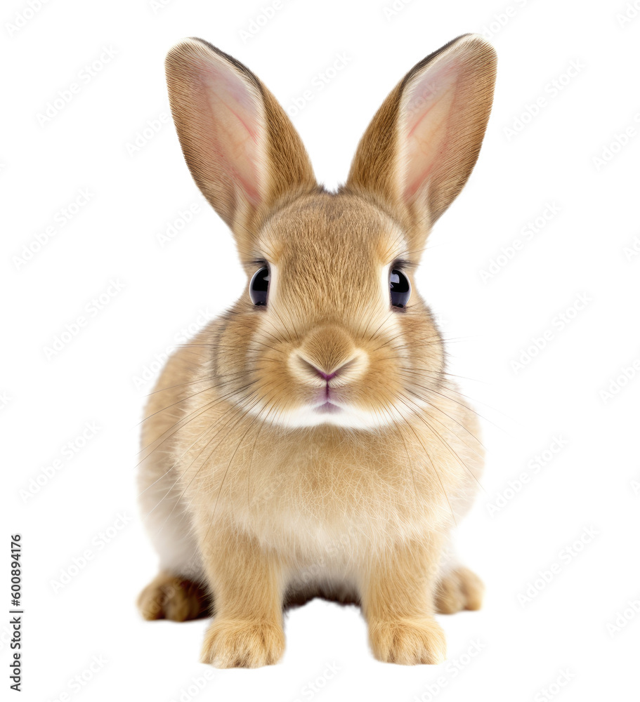 White rabbit isolated on white, transparent background, PNG, generative ai White rabbit isolated on white, transparent background, PNG, generative ai