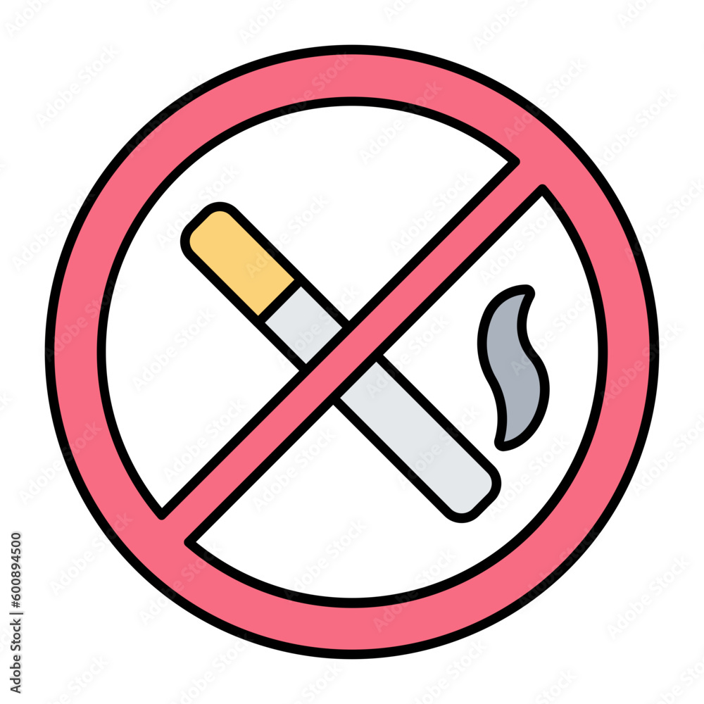 No Smoking Line Color Icon No Smoking Line Color Icon