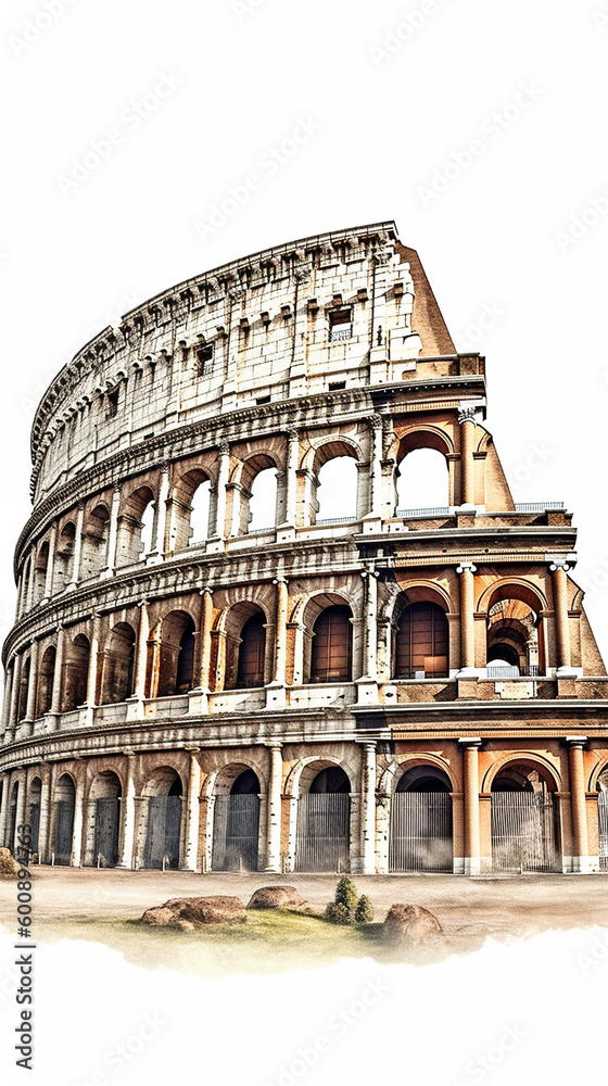 Roman Colosseum watercolor created with generative AI software