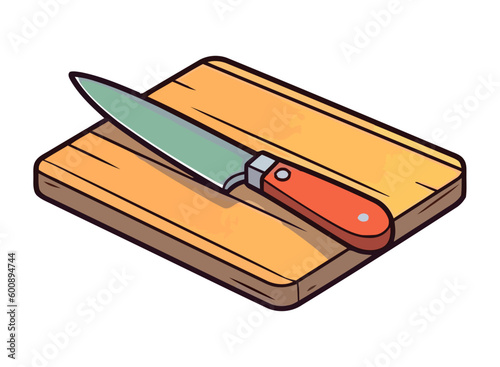 Sharp steel kitchen knife  isolated vector illustration