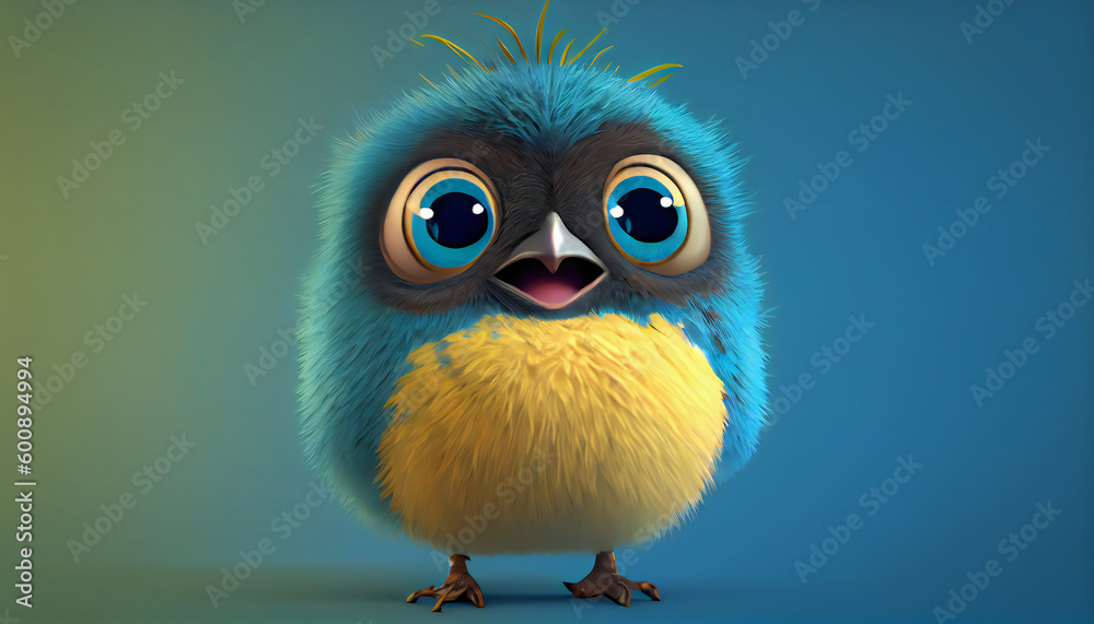 Adorable Smiling Cute Yellow Chicken with Bright Colours and Big Eyes. Generative ai Adorable Smiling Cute Yellow Chicken with Bright Colours and Big Eyes. Generative ai