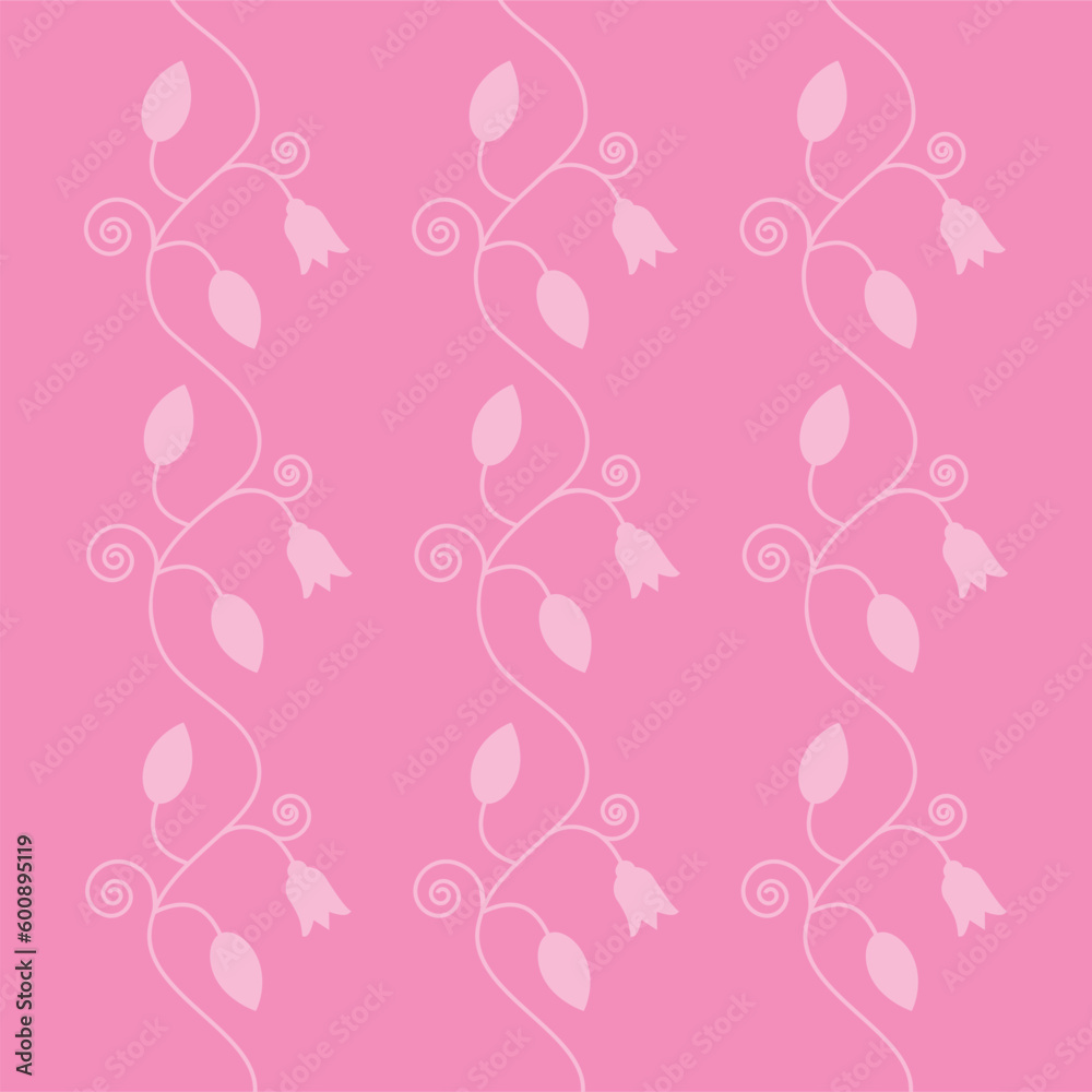  Pattern with beautiful with pink flowers, decorative branch for wallpapers, textile, scrapbooking etc. Vector illustration.