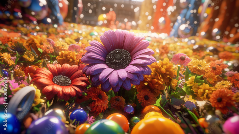 Some flowers with bright colors in the middle, in the style of Unreal Engine 5. Generative AI Some flowers with bright colors in the middle, in the style of Unreal Engine 5. Generative AI