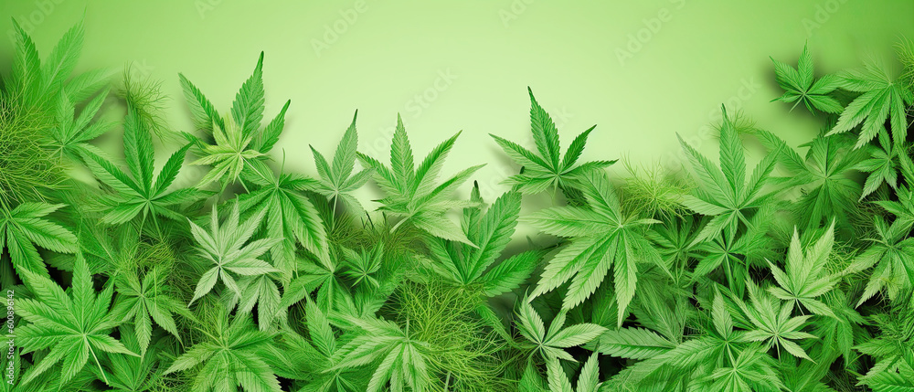 generative ai illustration of a green hemp leaf background with copy space generative ai illustration of a green hemp leaf background with copy space