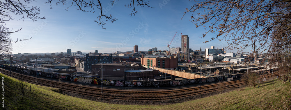 Panoramic view of Sheffield city UK