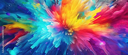 Vibrant color explosion background with a mix of bright colors. Liquid texture in amazing vivid colors. Modern design graphics for background, web, banners. Generative AI.