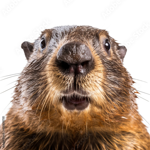 beaver face shot , isolated on transparent background cutout 