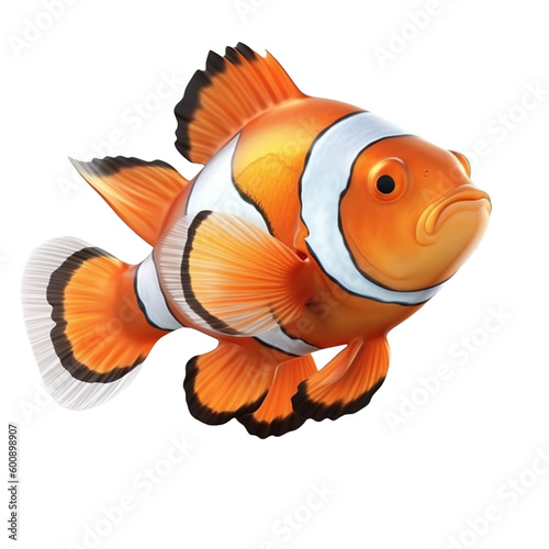 clownfish (ocean marine animal) isolated on transparent background cutout  photo