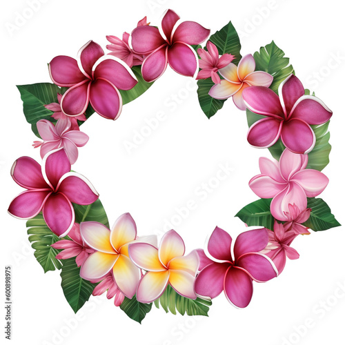 hawaii garland of pink Frangipani flowers