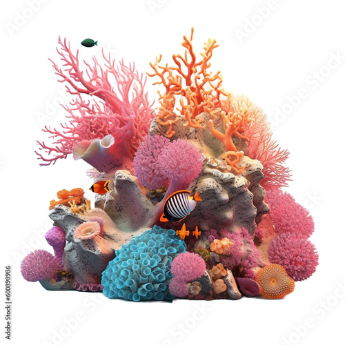 Fotografiet small coral reef isolated on transparent background