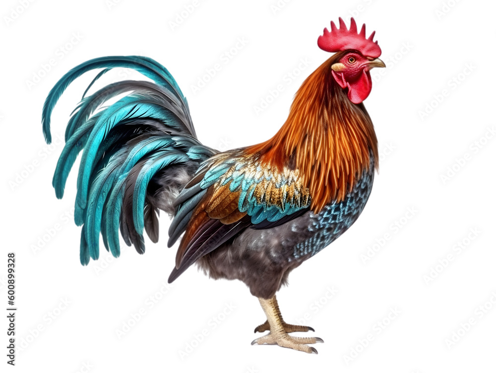 Fototapeta premium rooster isolated from background, PNG, generative AI.