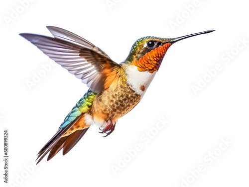 hummingbird in flight isolated from background, PNG, generative AI.