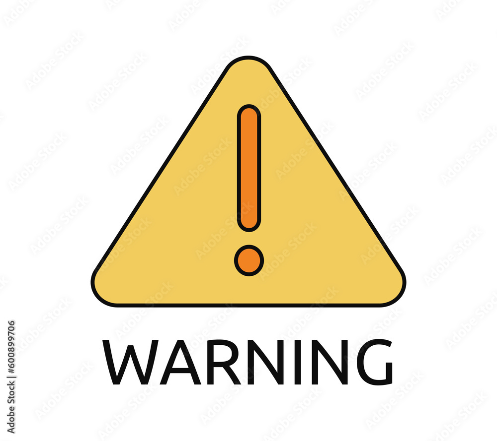 Warning sign yellow triangle with an exclamation mark. Error icon with stroke and text. Isolated. 404 page on the site. Vector illustration. Warning sign yellow triangle with an exclamation mark. Error icon with stroke and text. Isolated. 404 page on the site. Vector illustration.