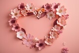 rose pink background concept card valentine heart flower wedding day love. Generative AI.