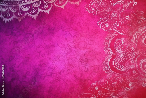 Fuchsia Crayola color background paper texture Rangoli pattern painting. AI generative