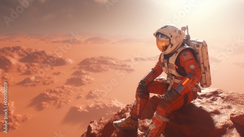 image generated by artificial intelligence, You are an astronaut on a mission to Mars, but the ship has an accident and you find yourself stranded on the red planet. You must find a way to survive and