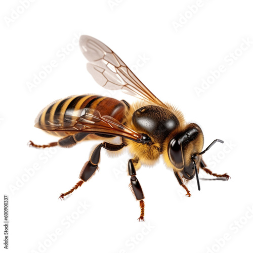 honey bee walking isolated on transparent background cutout