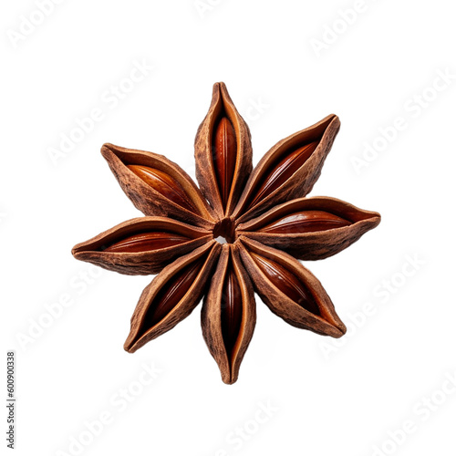 dry star anise (vegetable ingredient) isolated on transparent background cutout photo