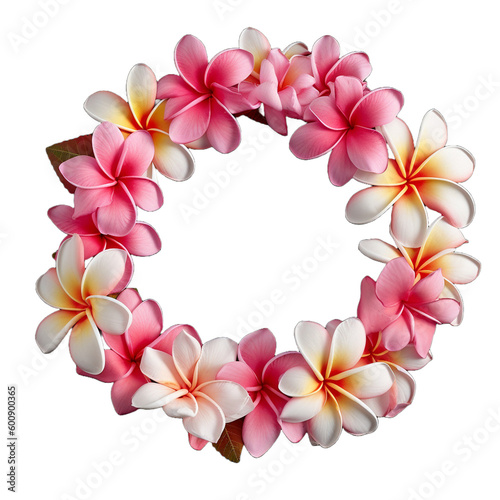 hawaii garland of pink Frangipani flowers 