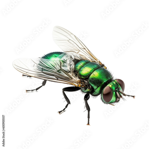 common green bottle fly standing , isolated on transparent background cutout