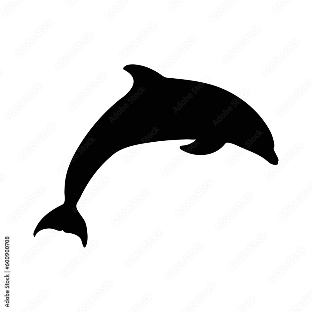 Fototapeta premium dolphin, fish, sea, ocean, black silhouette on a white background 