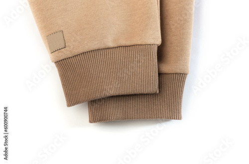 beige hoodie cuffs isolated on a white background 