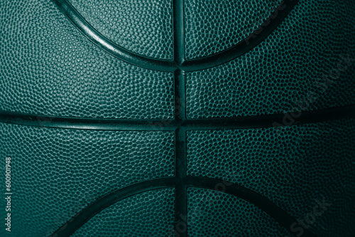 Closeup detail of mint basketball ball texture background. Horizontal sport theme poster, greeting cards, headers, website and app © Augustas Cetkauskas