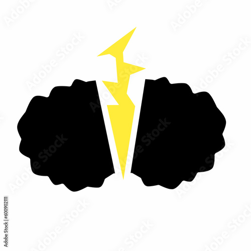 illustration of black clouds and lightning