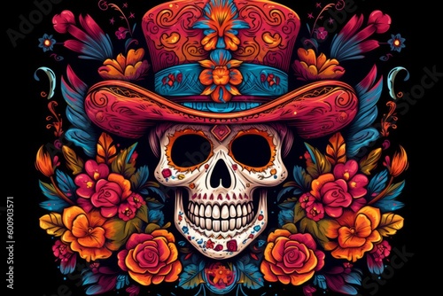 Vibrant Mexican Day of the Dead Celebration, Generative AI © avrezn