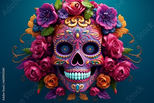 Vibrant Mexican Day of the Dead Celebration, Generative AI